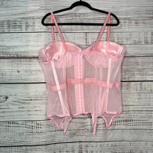 Daisy Corsets Plus Size 5X Lavish Pink Mesh Underwire Bustier Corset Pink - Picture 3 of 15